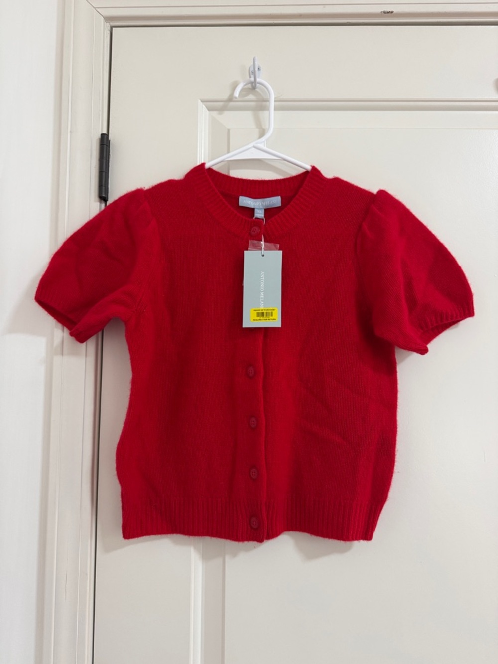 ANTONIO MELANI Bright Red Short-Sleeve Button Cardigan